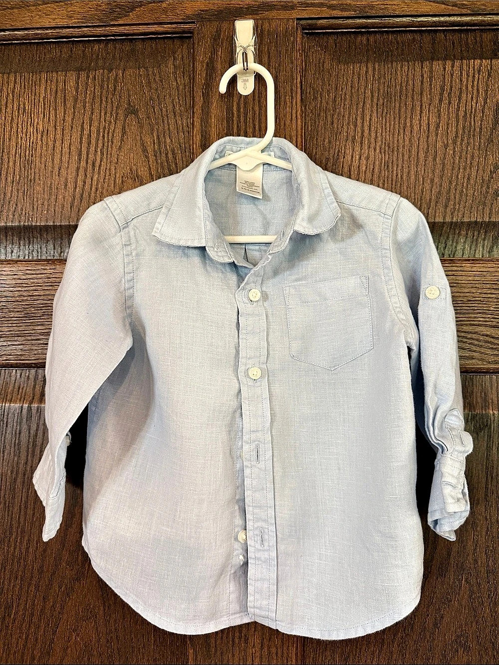 Janie and Jack Light Blue Linen Button-Down Shirt Blue 12 to 18 Months Excellent